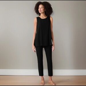 Lot of 2 EILEEN FISHER Pants Medium(READ) Black Crepe Mid Rise Washable Stretch